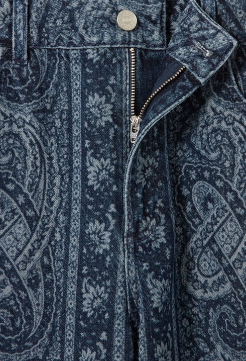 Jean droit denim imprim&eacute;