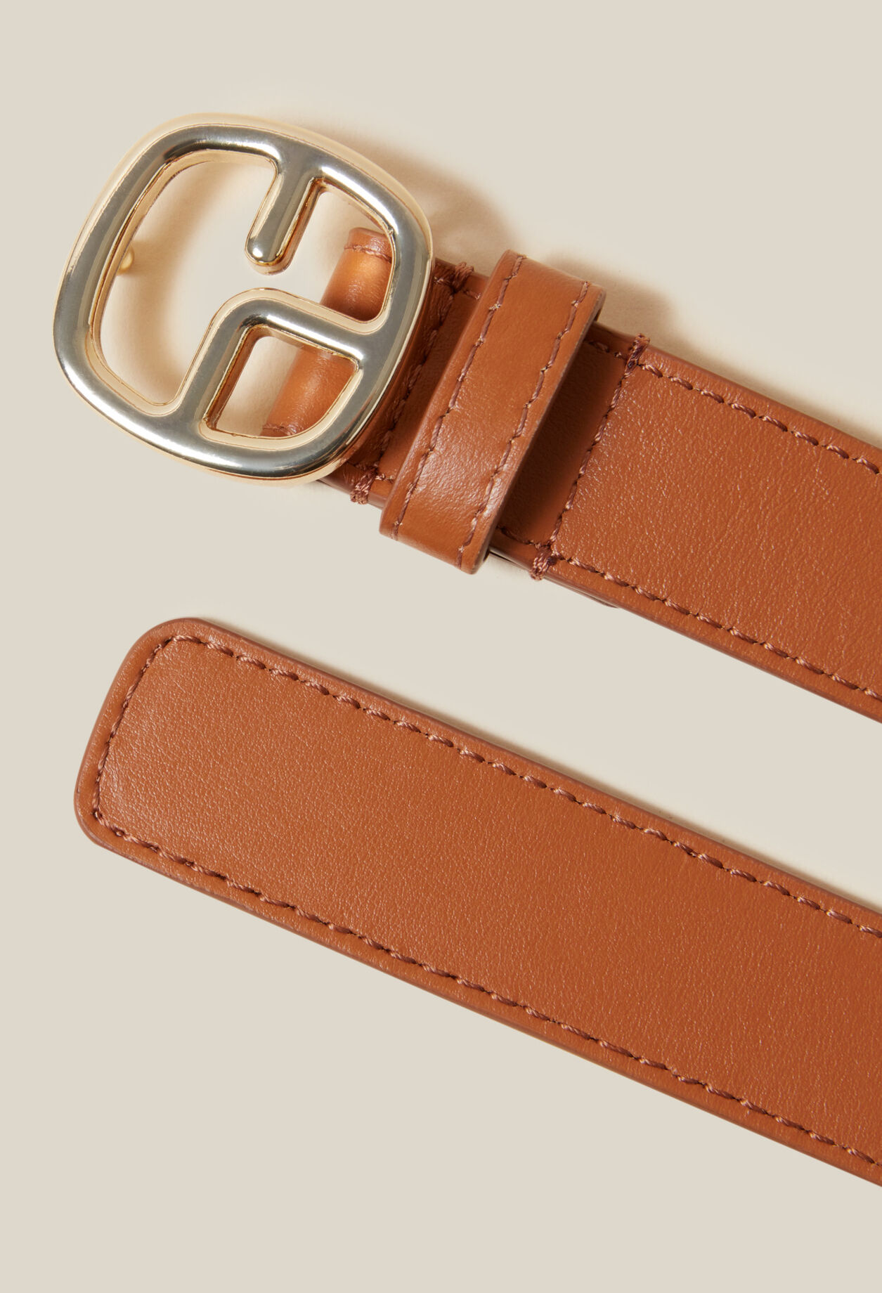 Ceinture cuir monogramme marron