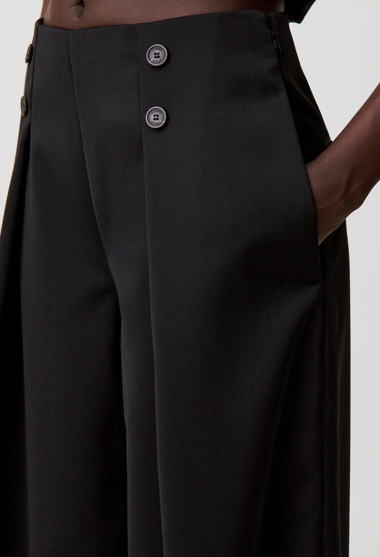 Pantalon large laine mélangée