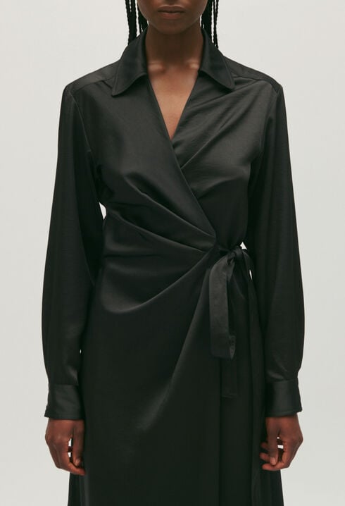 Robe midi portefeuille noire 