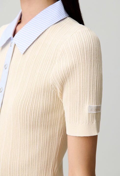 Cardigan bi mati&egrave;res ray&eacute;