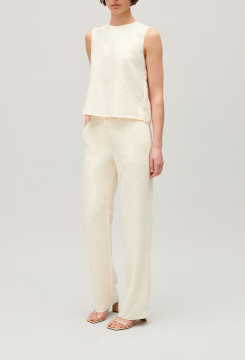 Pantalon sequins &eacute;cru