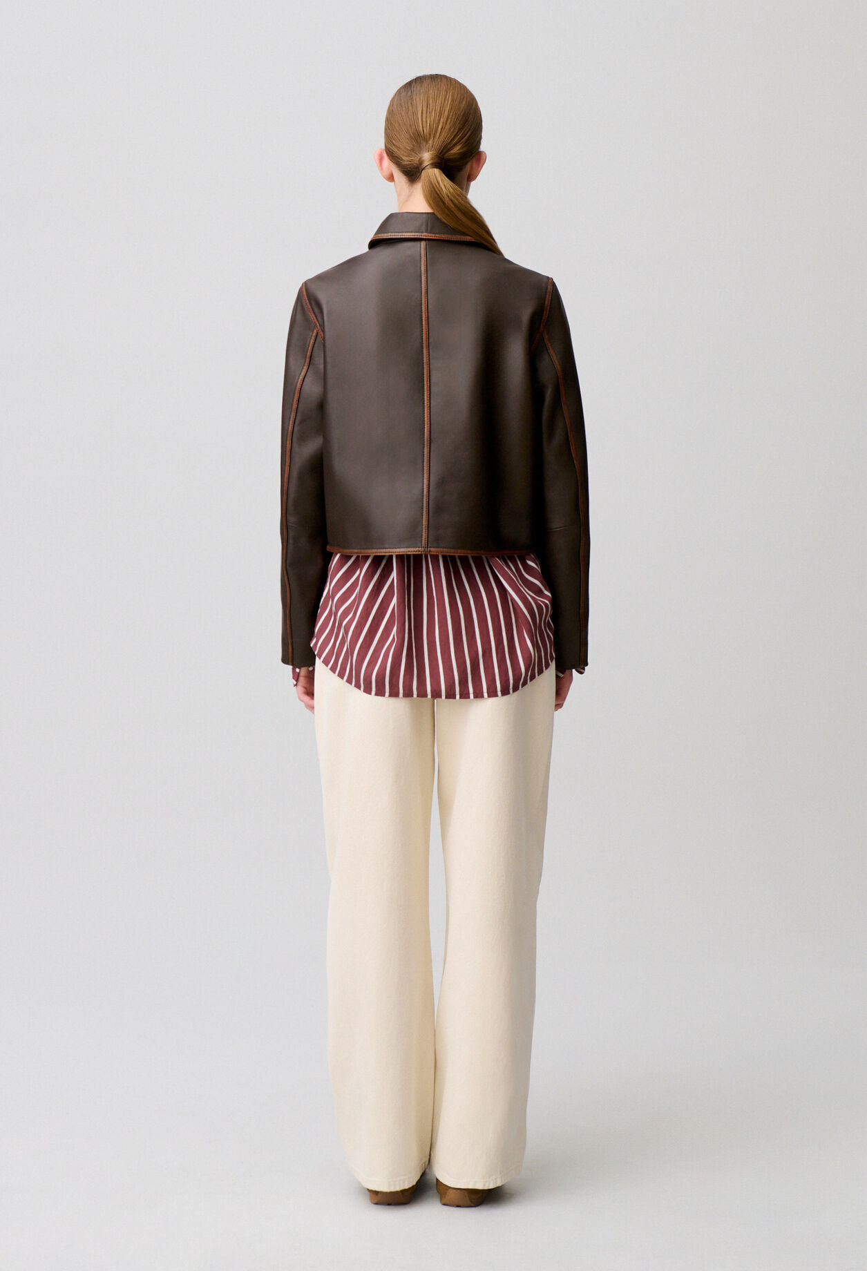 Veste courte cuir vieilli