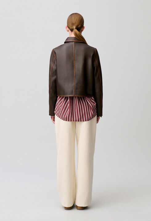 Veste courte cuir vieilli