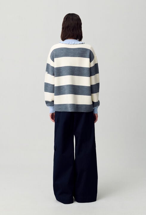 Pull polo large rayures