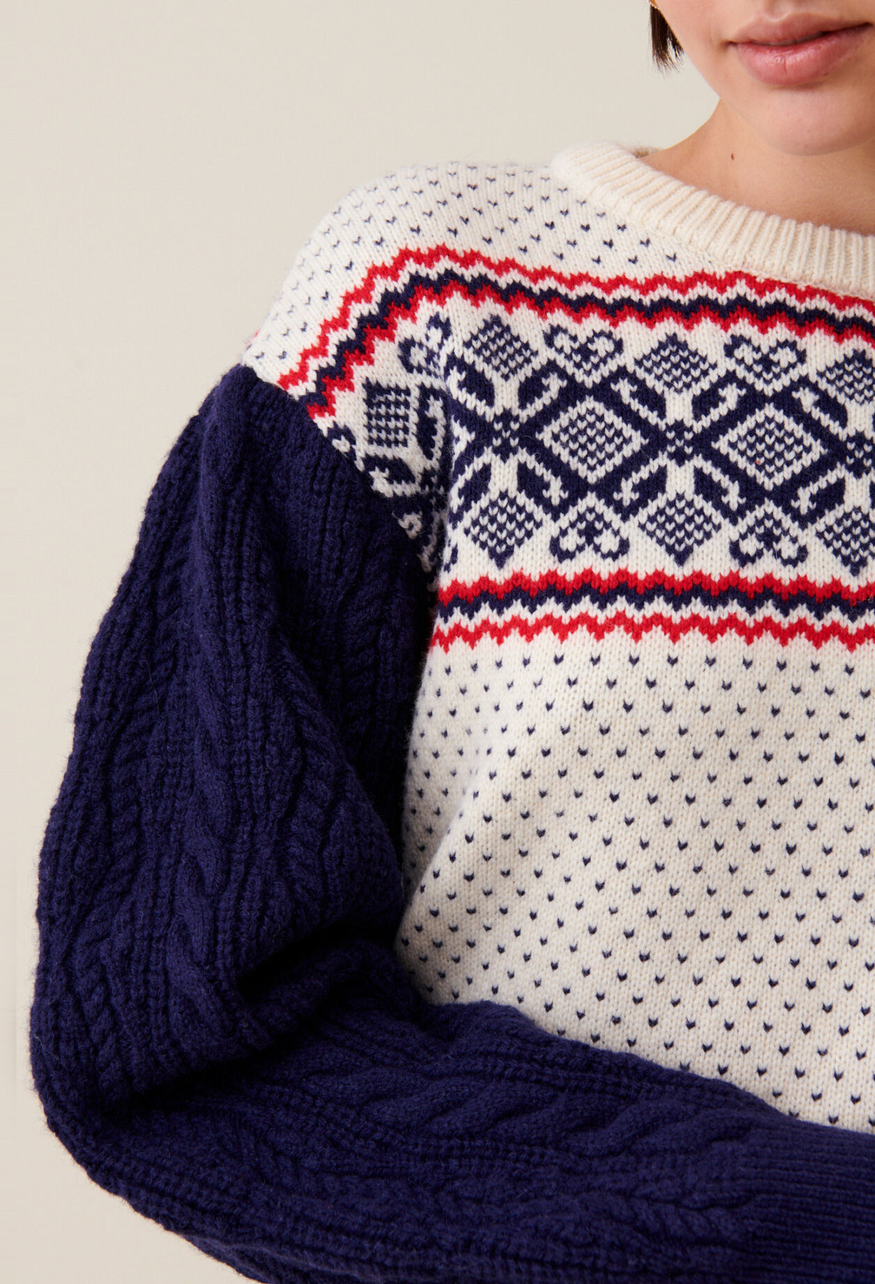 Pull maille motifs col rond