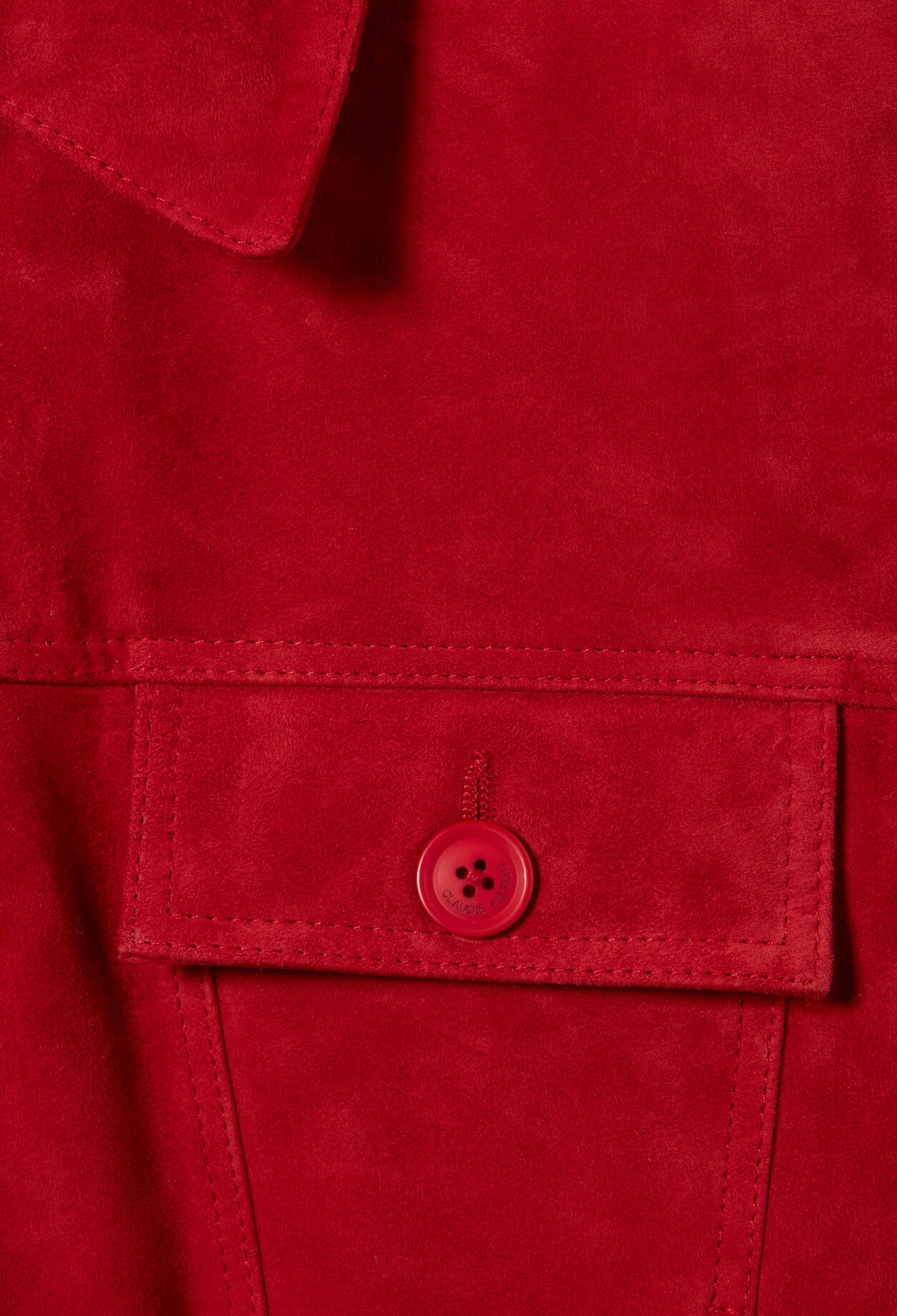 Blouson cuir su&egrave;de rouge