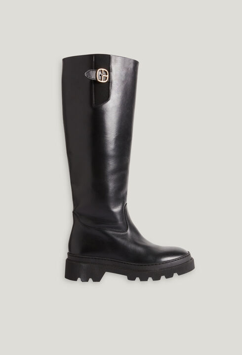 Bottes cuir lisse noires