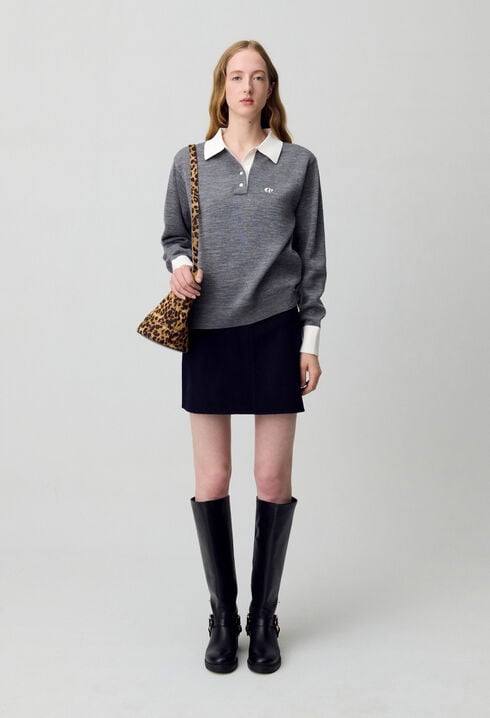 Pull polo maille fine