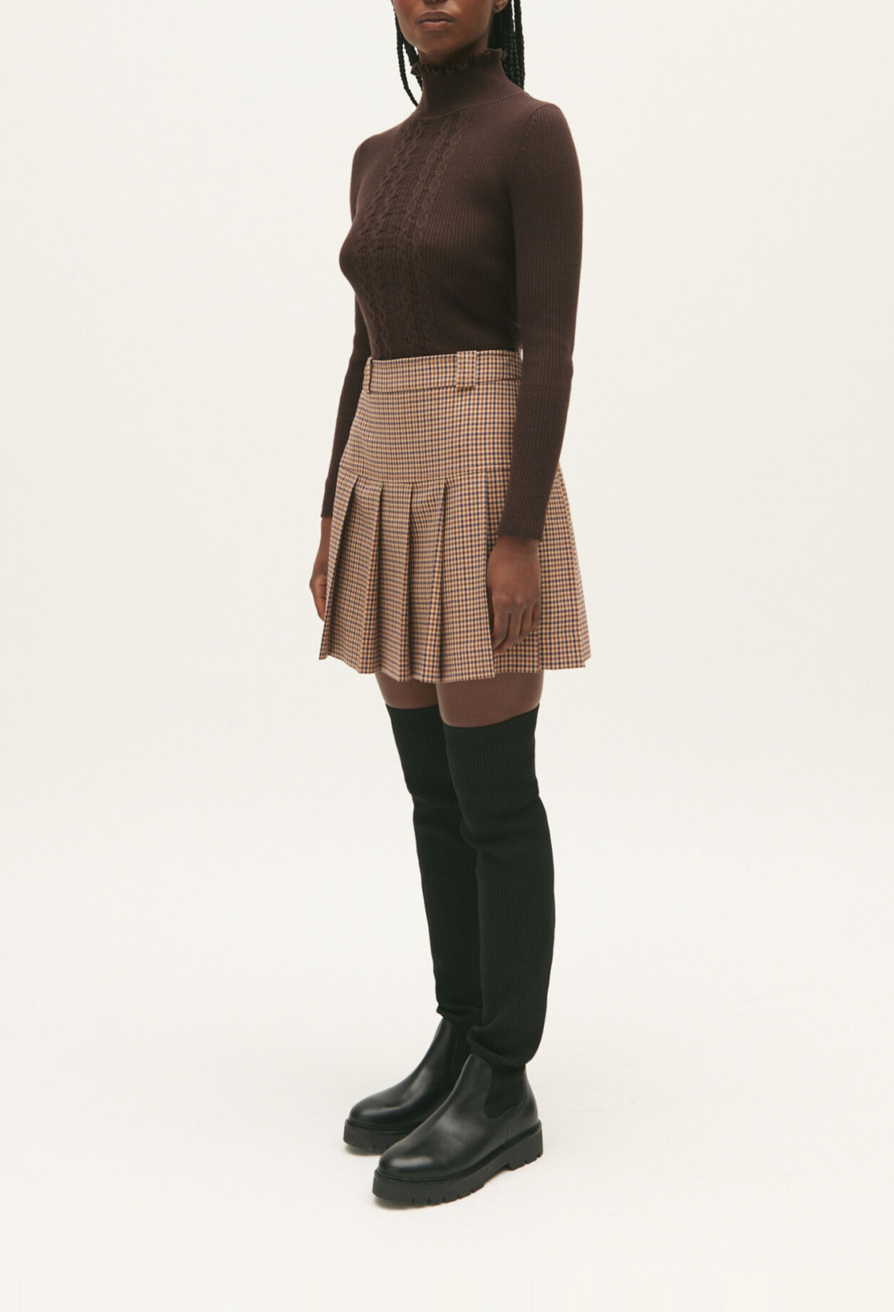 Jupe courte carreaux camel