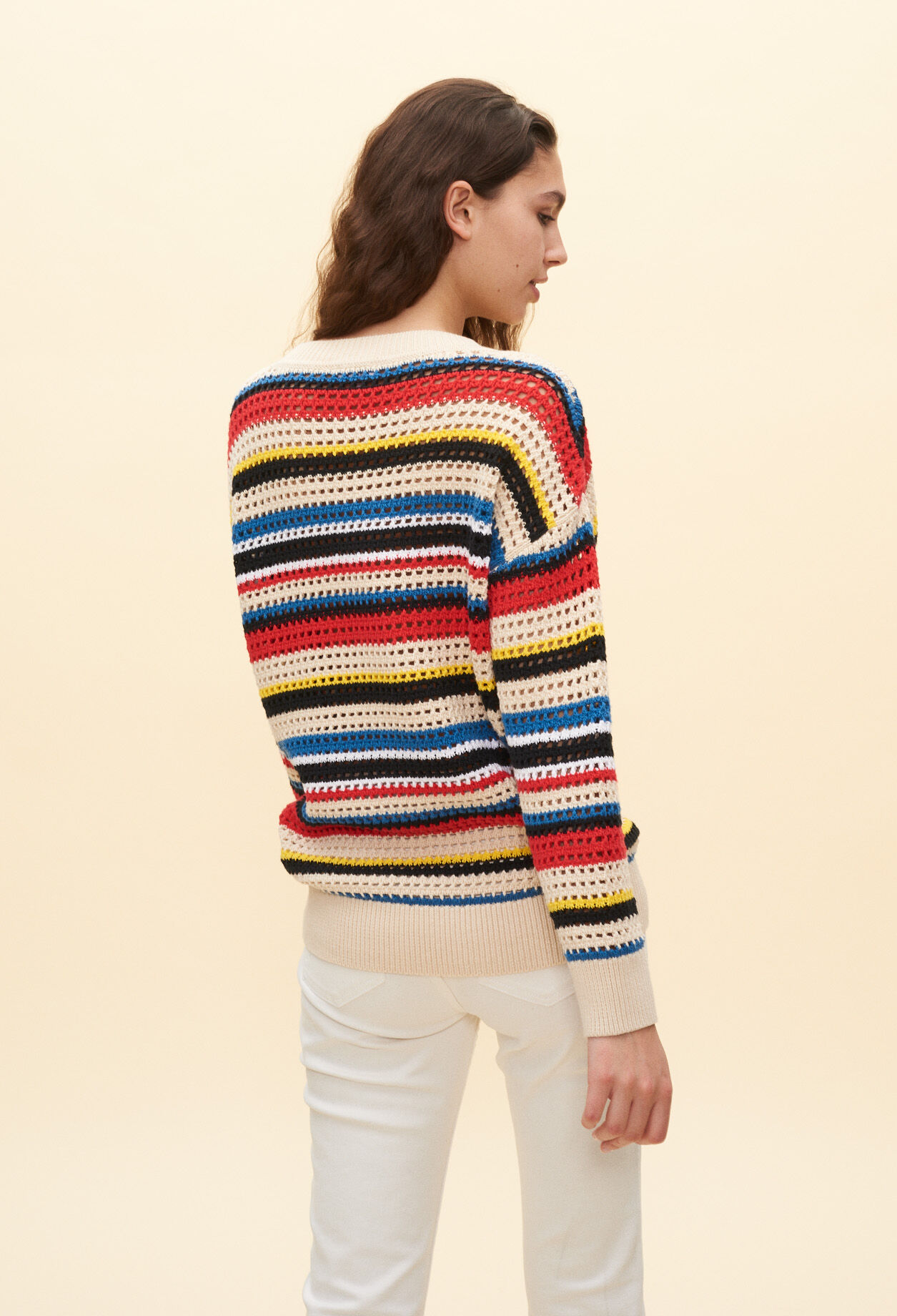 Pull rayé ajouré