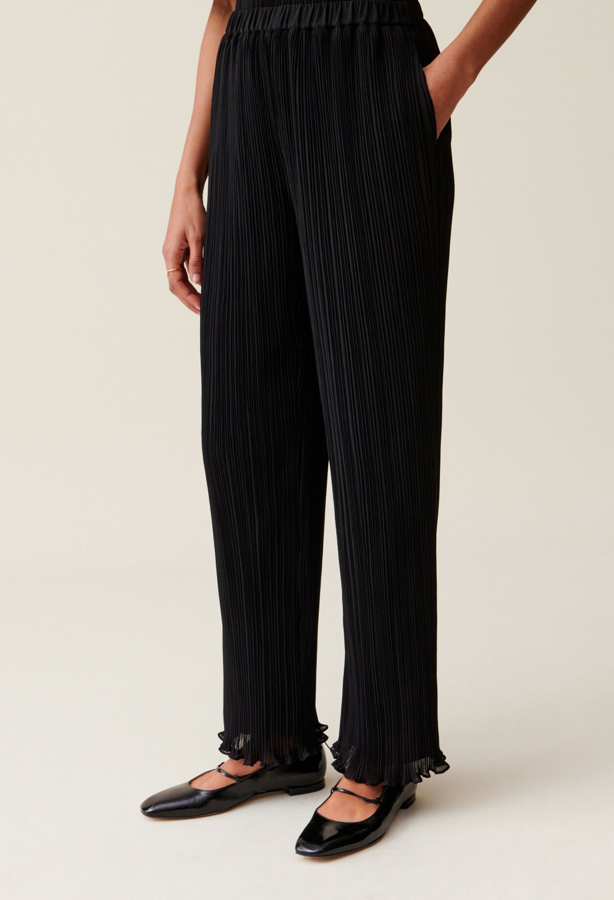 Pantalon fluide plissé on sale