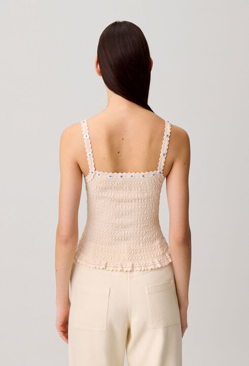 Top fleurs broderies