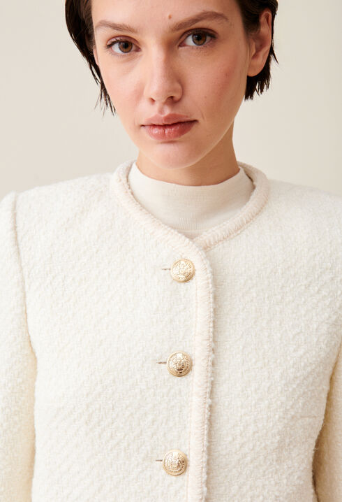 Veste courte tweed ivoire 