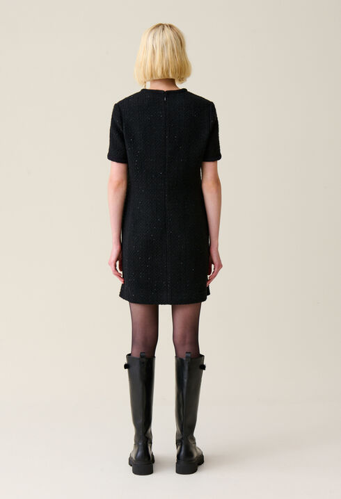 Robe noire courte tweed