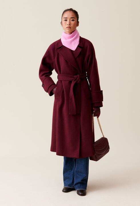 Manteau long esprit trench bordeaux