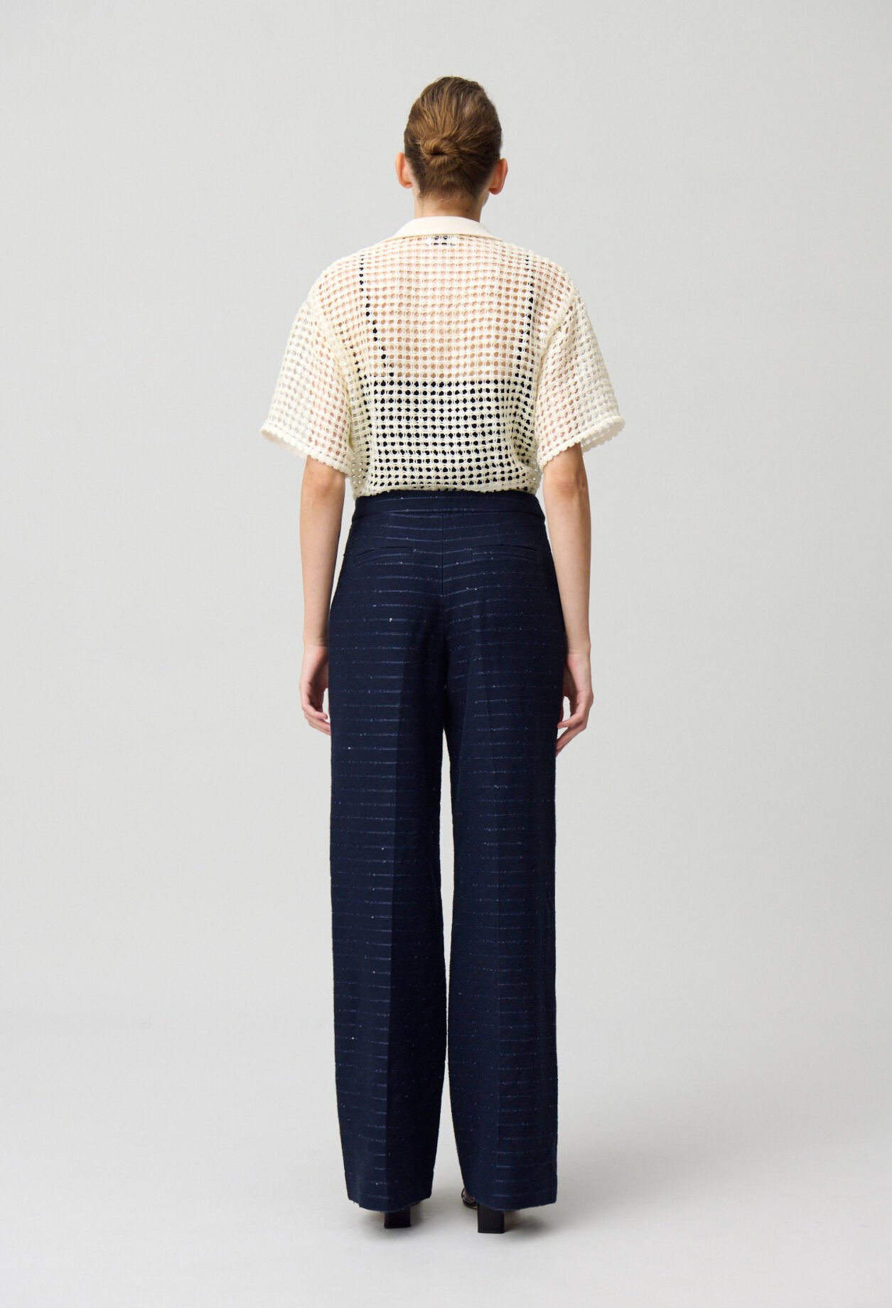 Pantalon droit rayé à pont