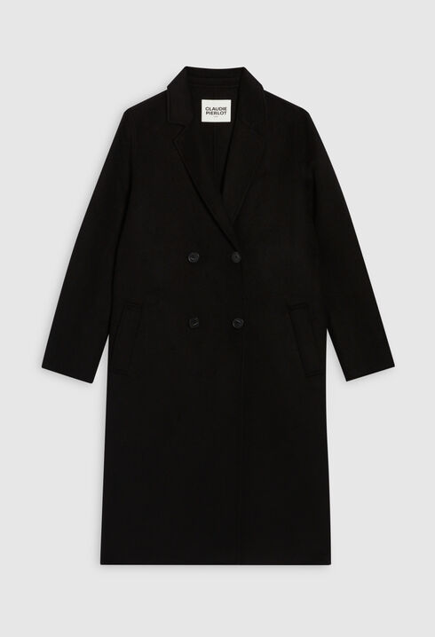 Manteau noir droit mi-long 