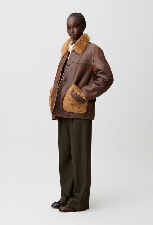 Manteau peau lainée