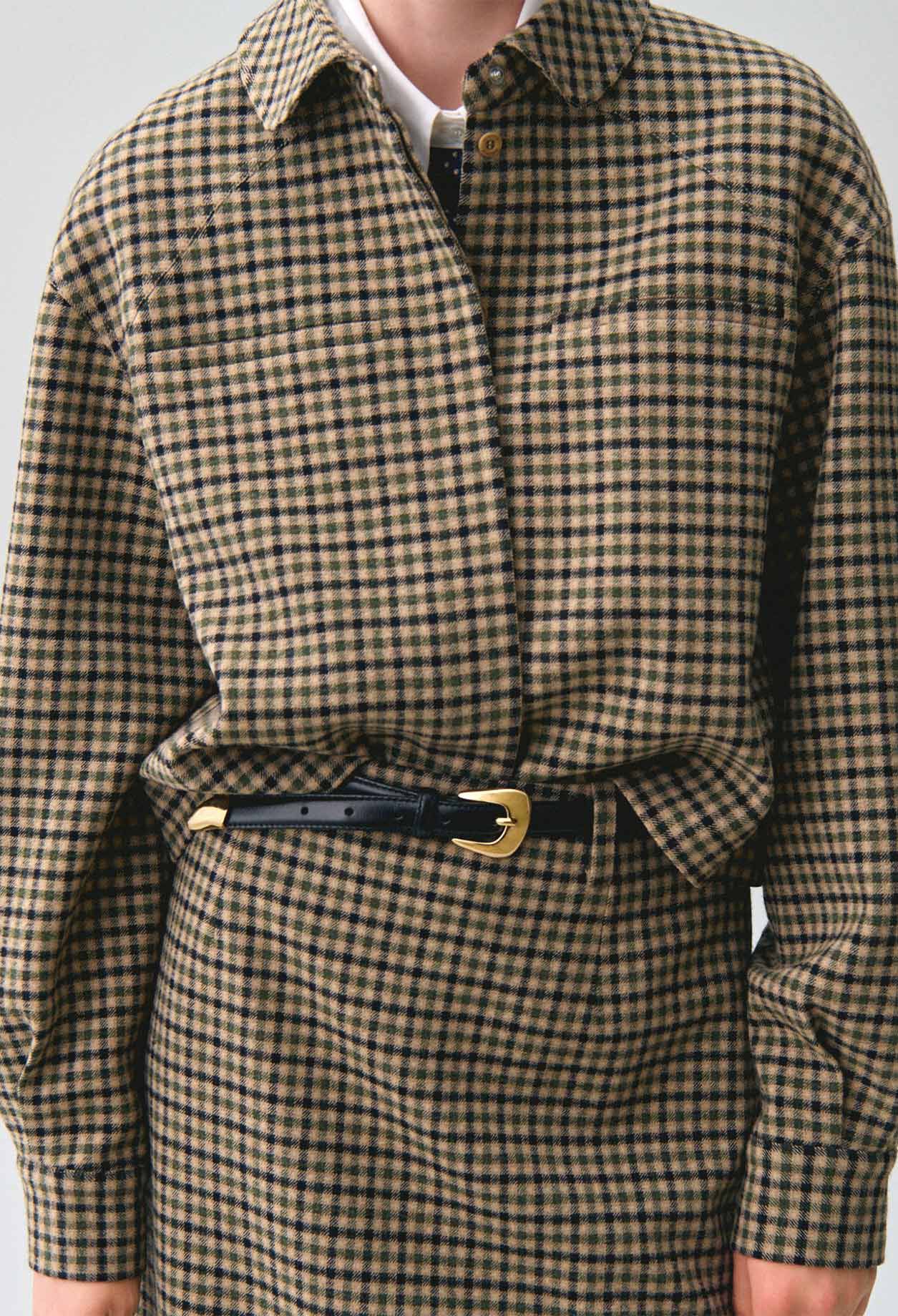 Veste courte laine m&eacute;lang&eacute;e &agrave; carreaux