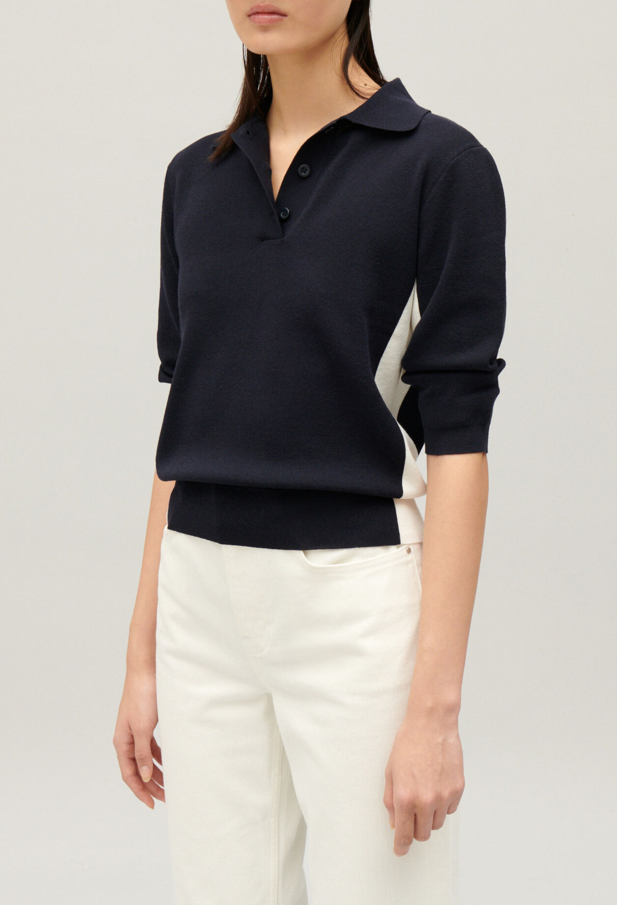 Pull polo bicolore
