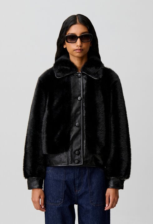 Veste courte fausse fourrure
