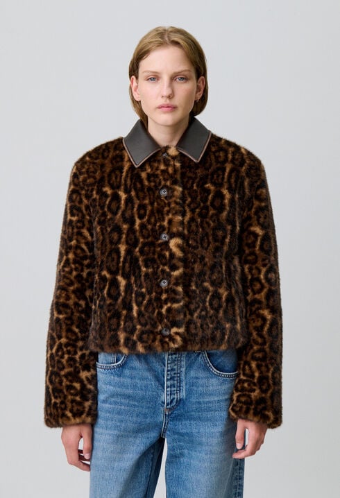 Manteau fausse fourrure léopard