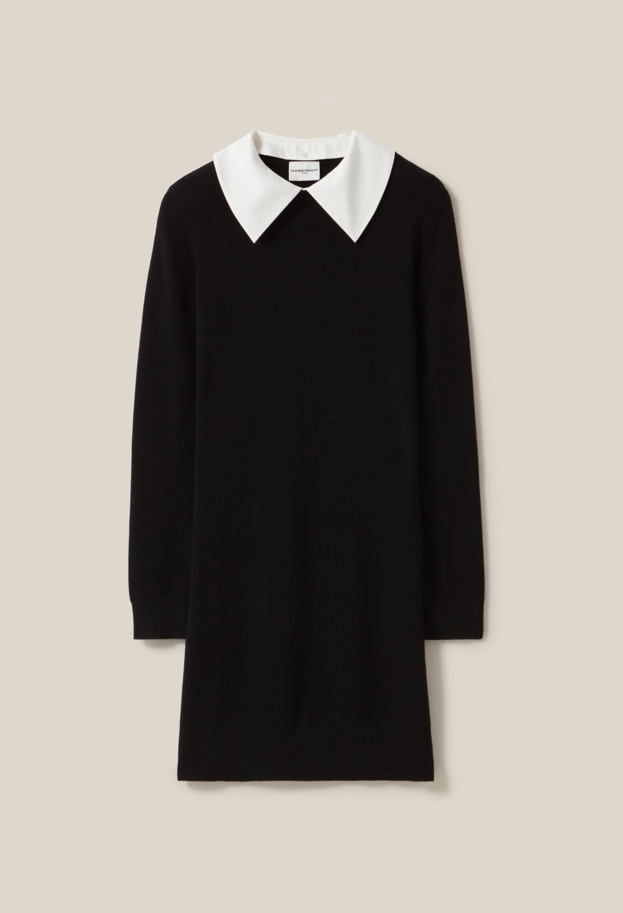 Robe maille noir col amovible