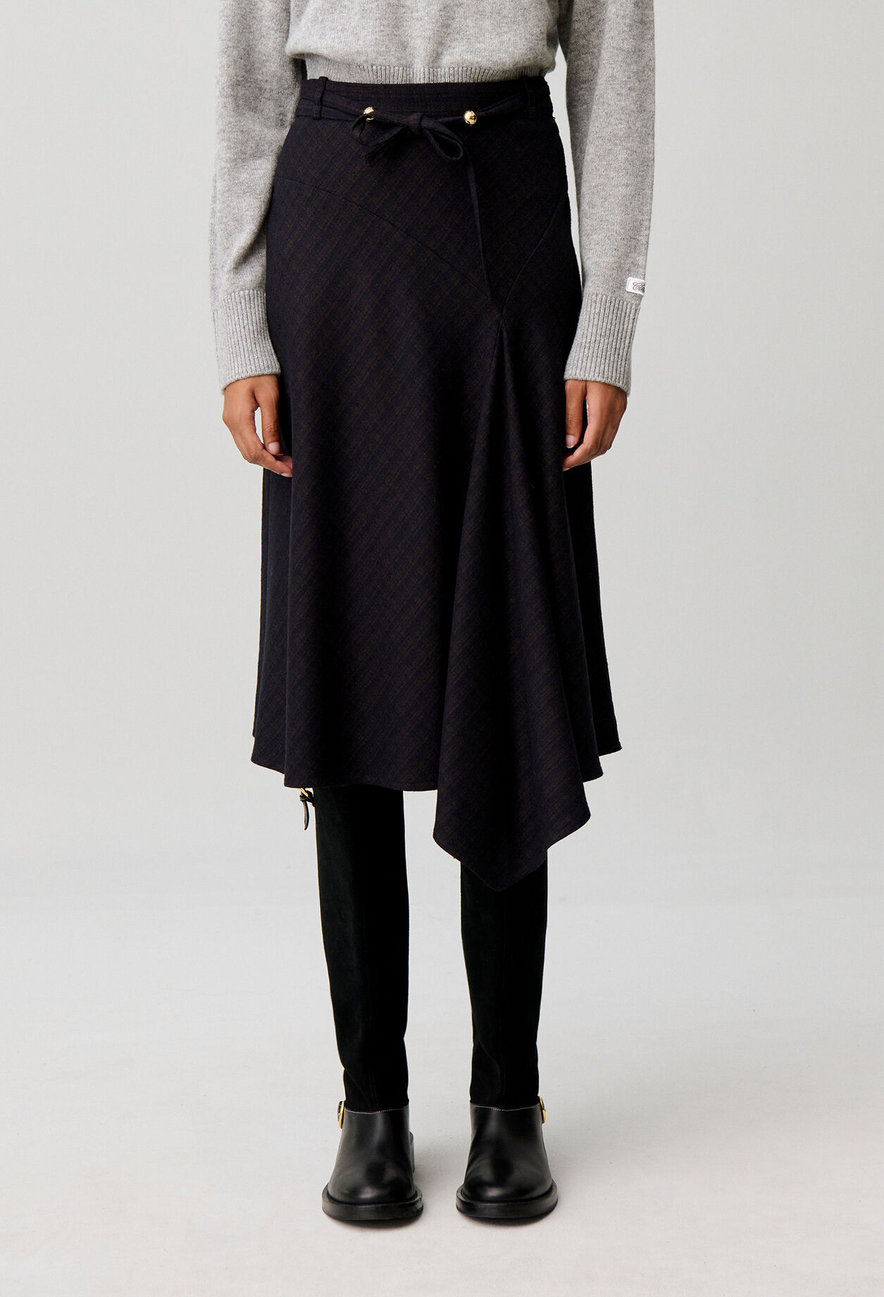 Jupe midi asym&eacute;trique