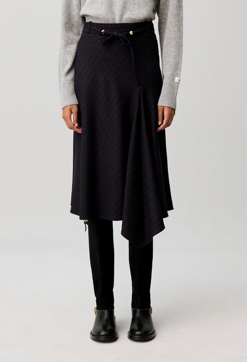 Jupe midi asym&eacute;trique
