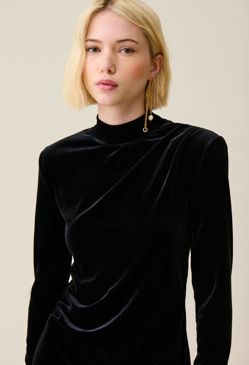 Robe longue cintrée velours noir
