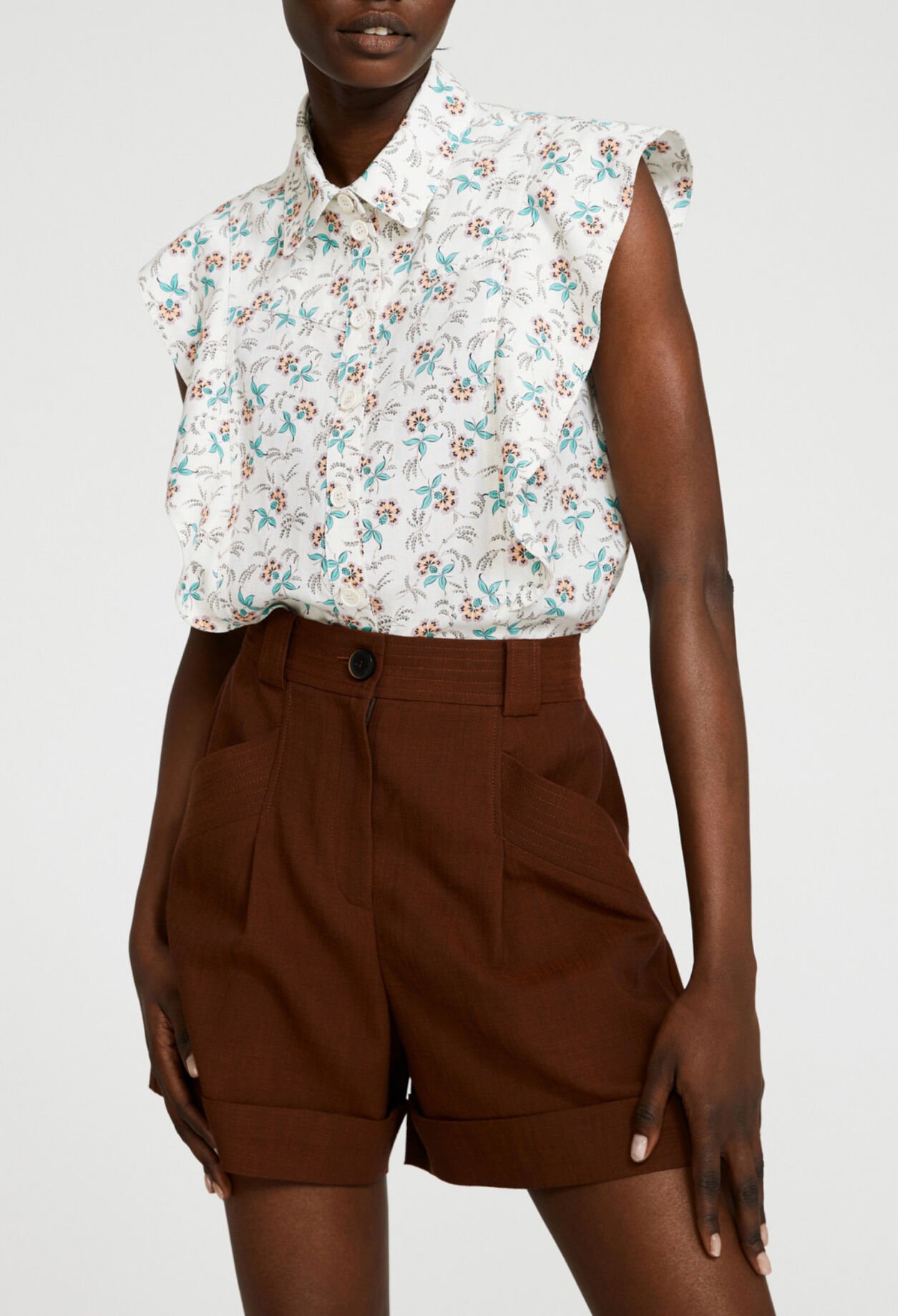 Chemise blanche imprimée sans manche