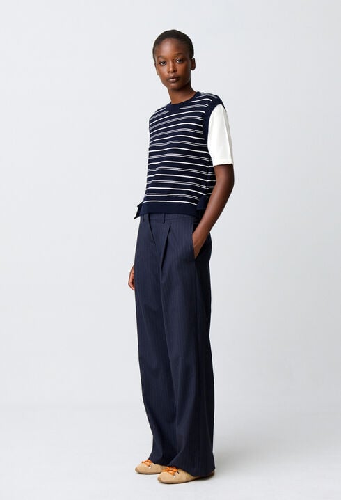 Pull maille ray&eacute; c&oelig;ur