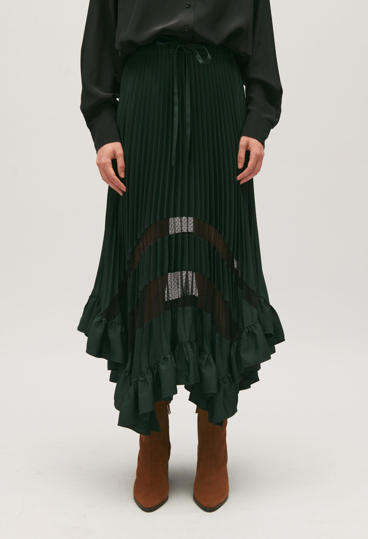 Jupe mi longue plissee volants pour femme Claudie Pierlot