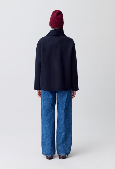 Manteau droit court laine