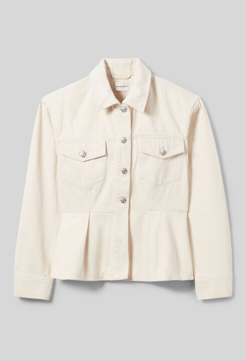 Blouson denim &eacute;cru manches longues