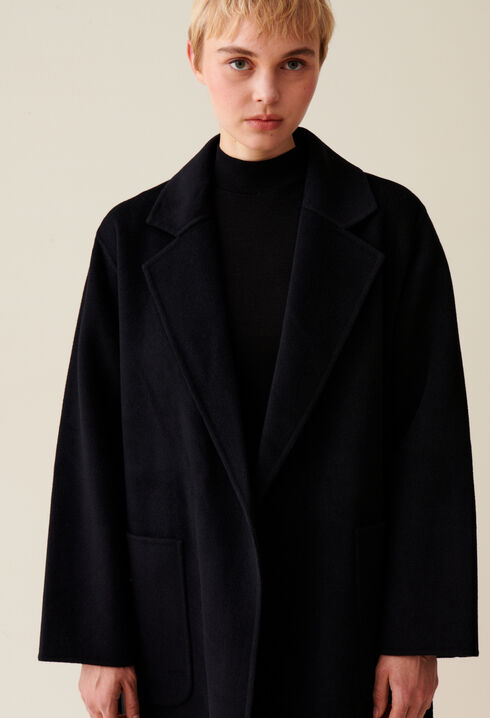 Manteau long ceinturé noir