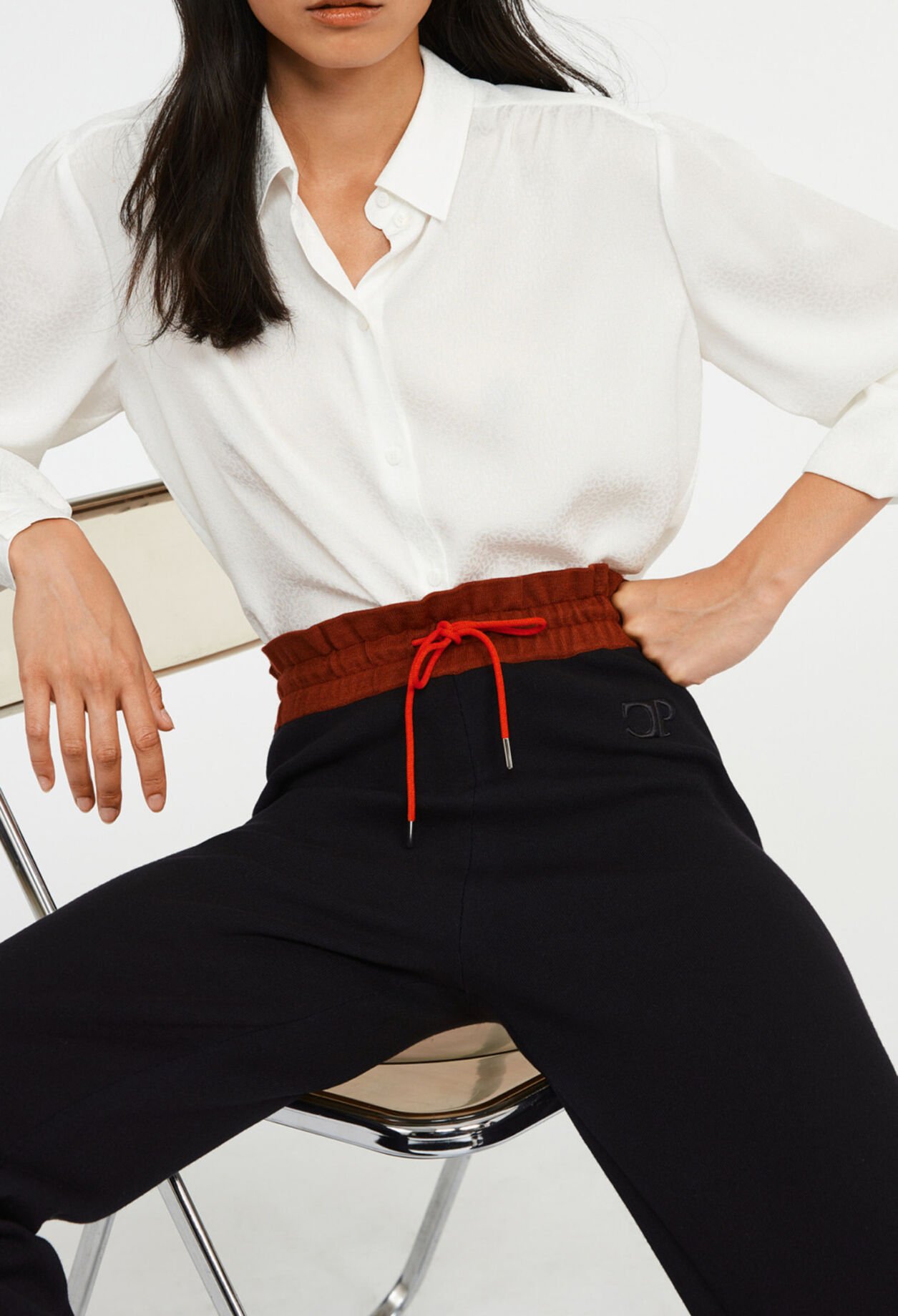 Pantalon bicolore large maille bicolore