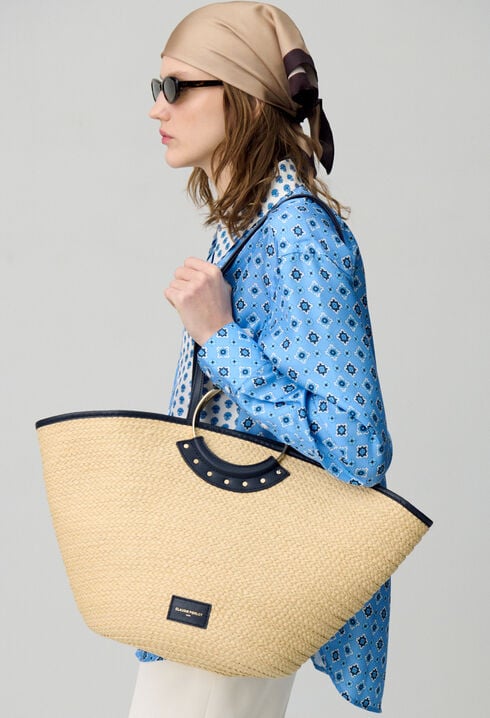 Panier raphia tressé à anses