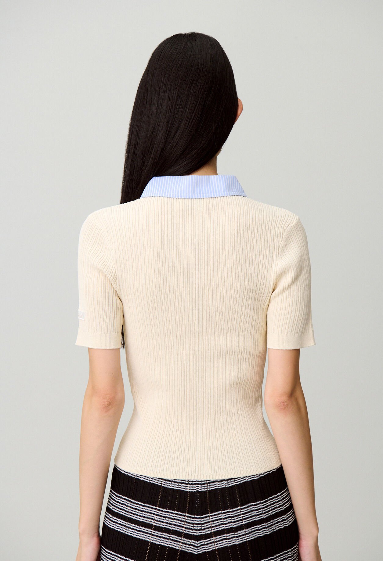 Cardigan bi mati&egrave;res ray&eacute;