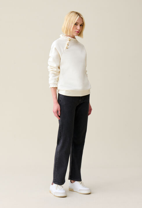 Sweatshirt Tape col boutonné ivoire