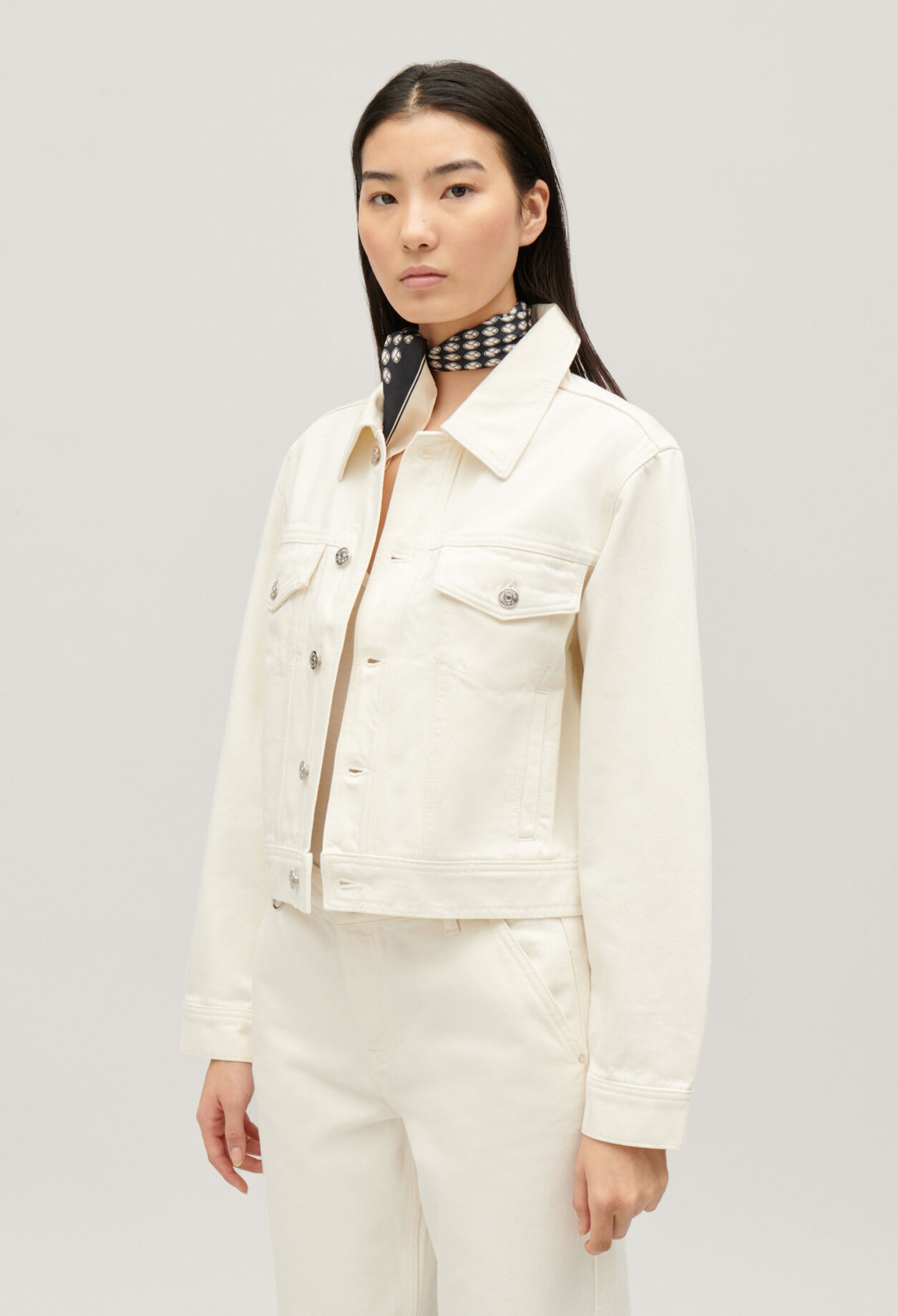 Veste droite jean ecru pour femme Claudie Pierlot