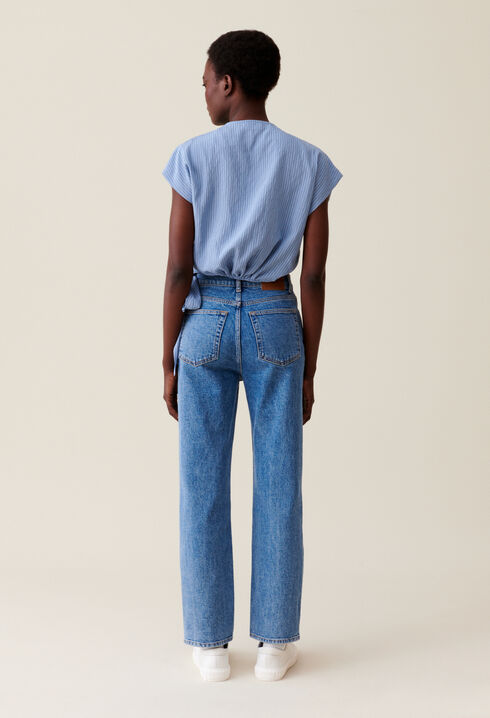 Blouse cache-cœur rayée