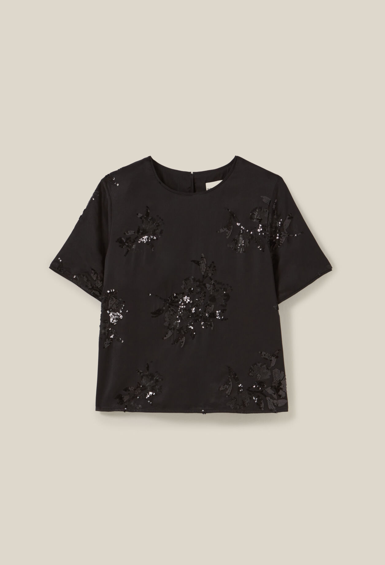 Top noir sequins brodés