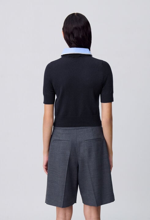 Top maille fine col