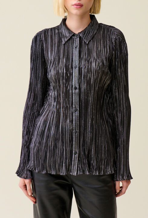 Blouse pliss&eacute;e fluide argent&eacute;e