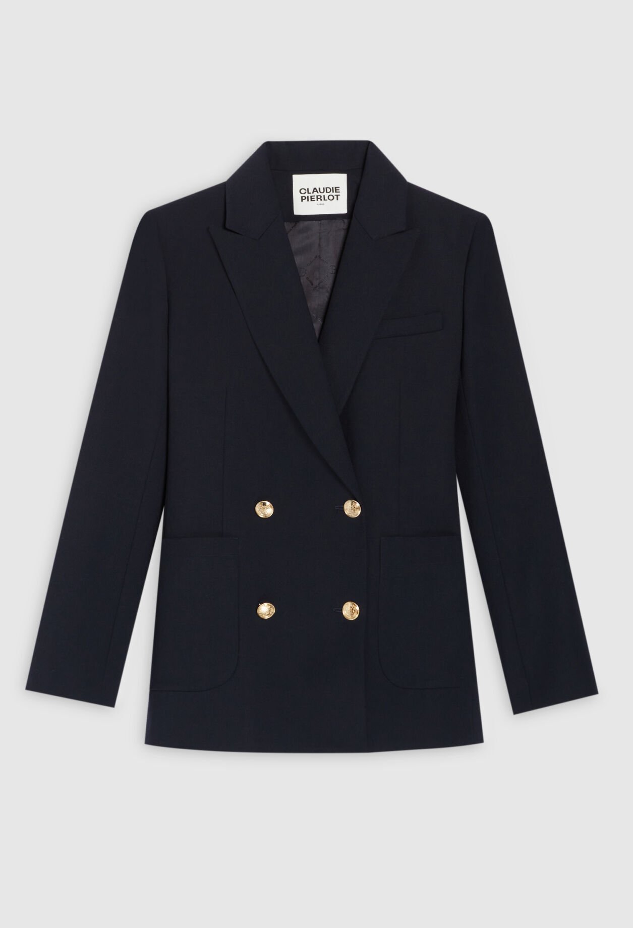 Veste tailleur double boutonnage bleue 