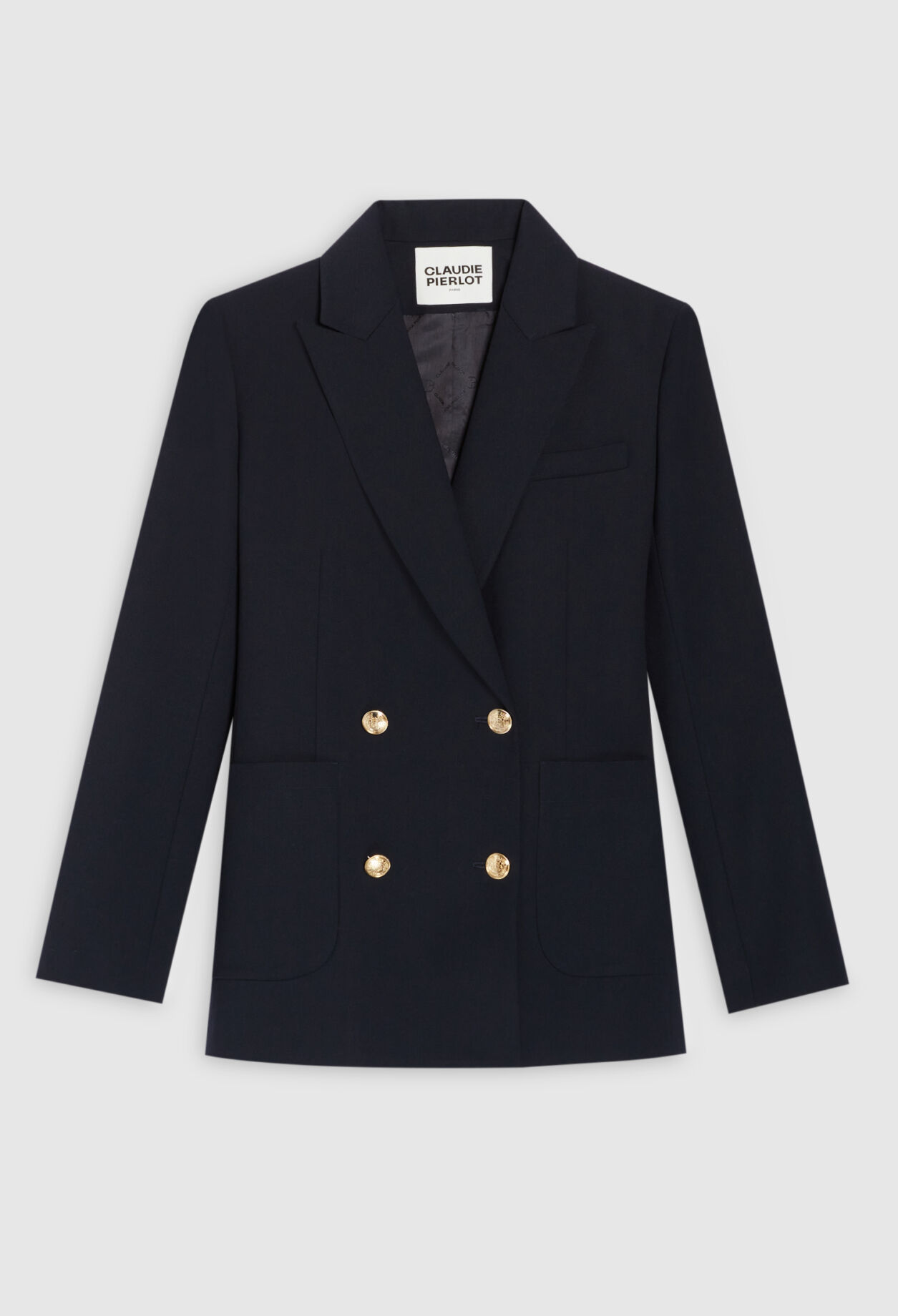 Veste tailleur double boutonnage bleue