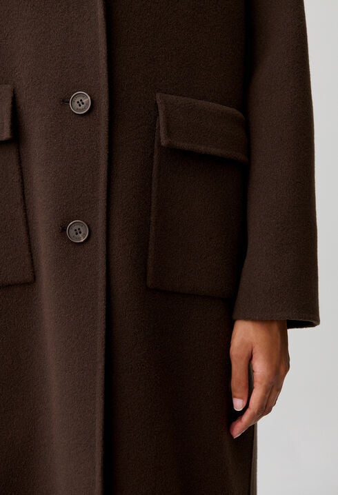 Manteau long laine col tailleur