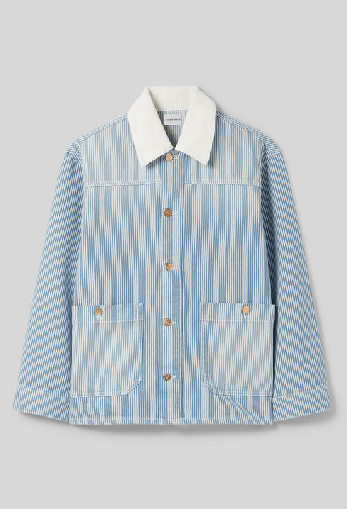 Veste denim gabardine à rayures